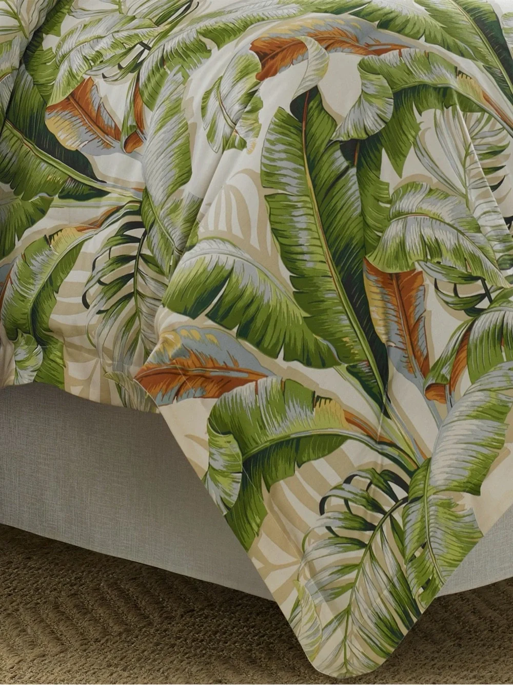Tommy Bahama Palmiers Green Cotton Sateen Reversible 4Pc Comforter Set KING